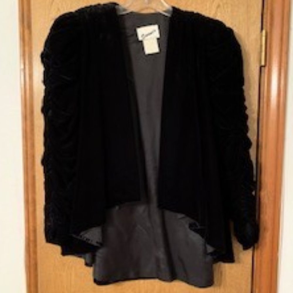 Vintage Black Velvet Long Sleeve Swing Jacket